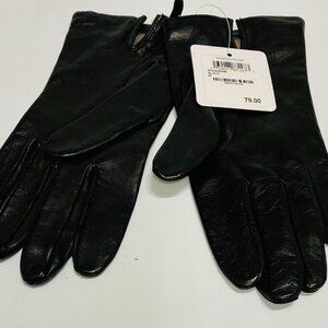 NEW Nordstrom Black Leather Gloves | 100% Genuine Leather | Lined Winter Dress